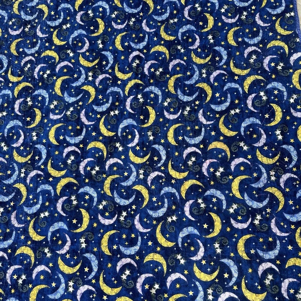 Bear Quilt Blanket Baby Moon Handmade Reversible Sleeping Rockets Stars Tie Dye